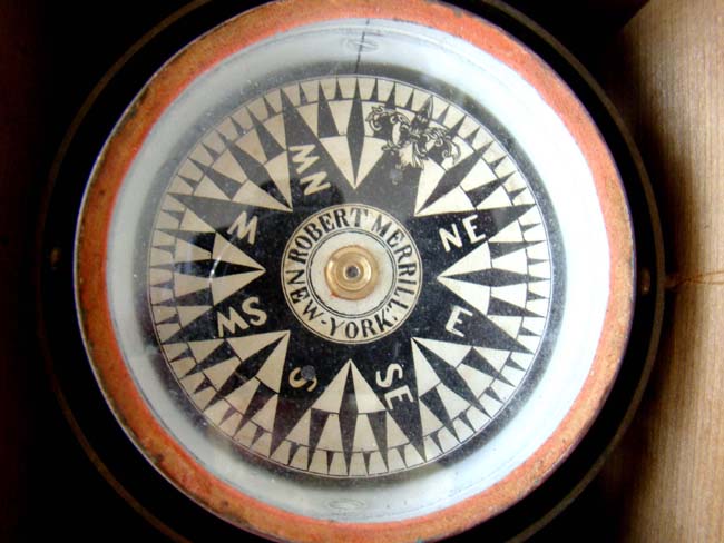 A fine 19th century small boat compass by Robert Merrill of New York circa 1835-1850